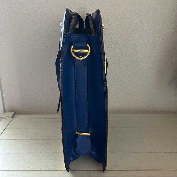 Segolene en Cuir Paris Blue Leather Satchel Tote Bag Purse Handbag - Picture 9 of 10